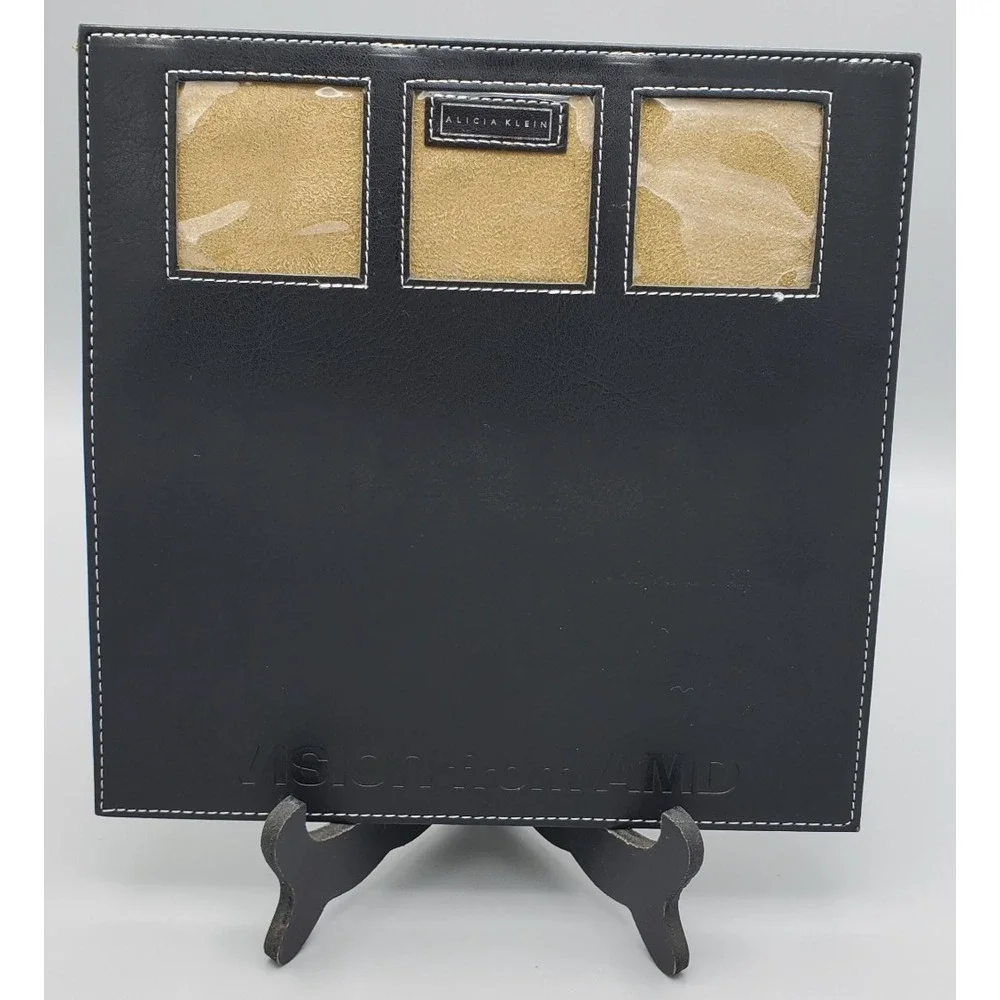 Alicia Klein Executive Mousepad Black Faux Leather‎ Embossed AMD Vision Logo AK3